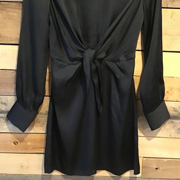 Mi Ami‎ little Black Dress XS Tie Front Knee Length quiet luxe glam chic elegant - Picture 2 of 7